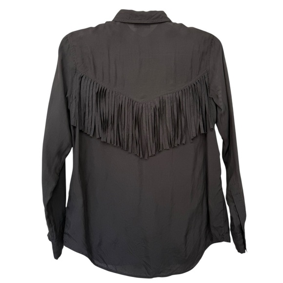 Rails Dallas Fringe Button Down Shirt Size XXS XS Black Western - Picture 4 of 9
